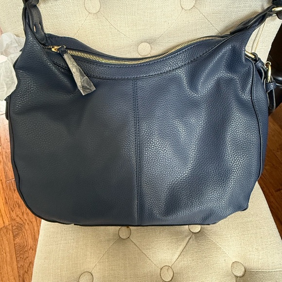 Blue Concealed Carry Shoulder Bag with Relaxed Style and Silver Hardware - Picture 5 of 15